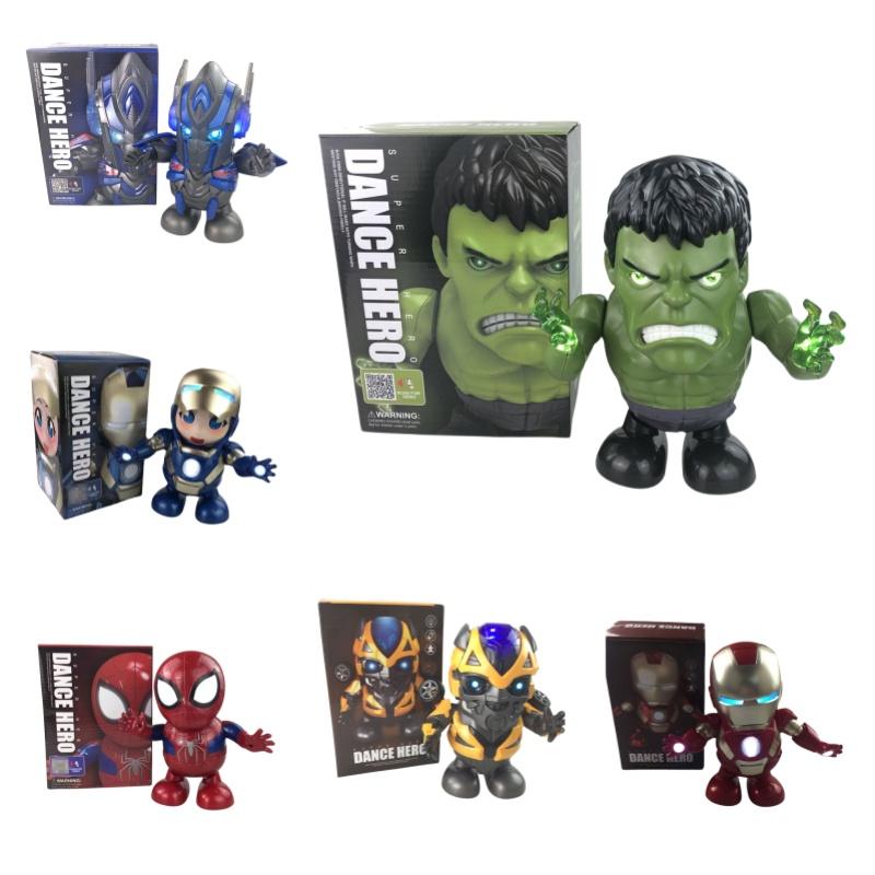 Танцующий герой Бамблби Бэтмен Человек-паук Оптимус Прайм Электрическая игрушка-робот для детей