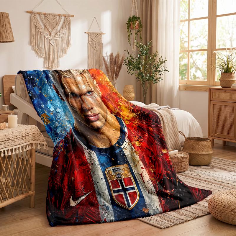Erling Haaland Theme Fleece Blanket Cozy Soft Plush Blanket For Bedroom Couch Travel