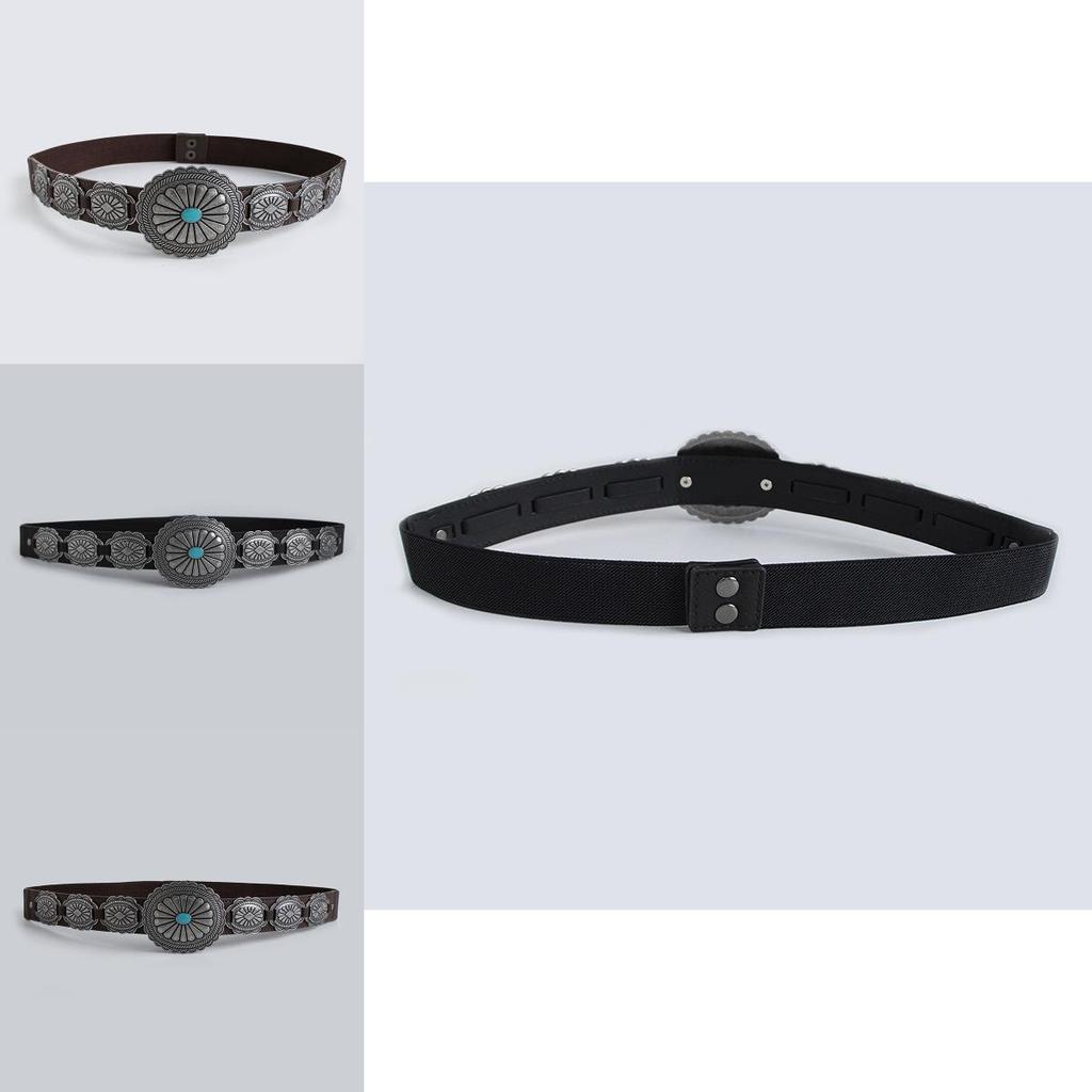 Bohemian Western Style Faux Leather Belt For Women With Metal Buckle And Retro Appeal
