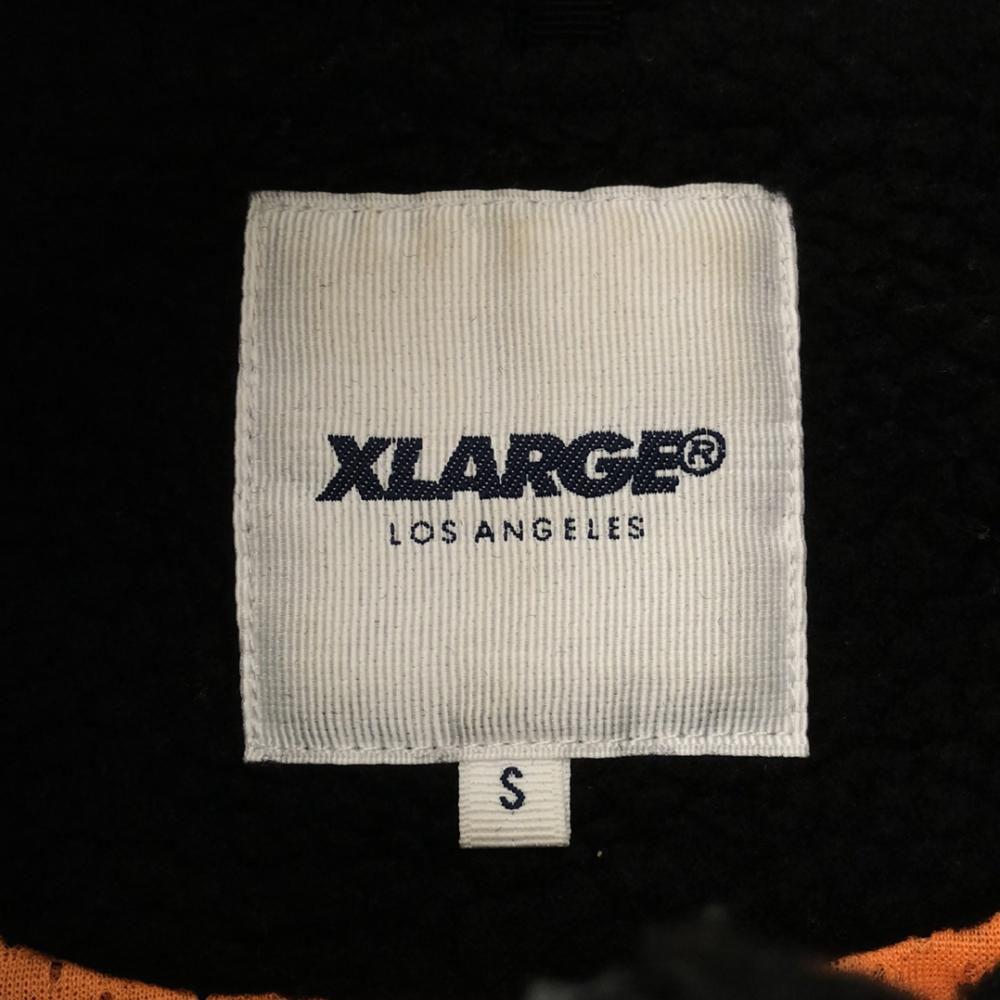 Xlarge Принт логотипа Флисовая куртка Bore на молнии S черная Сетчатая подкладка Мужская Б/у