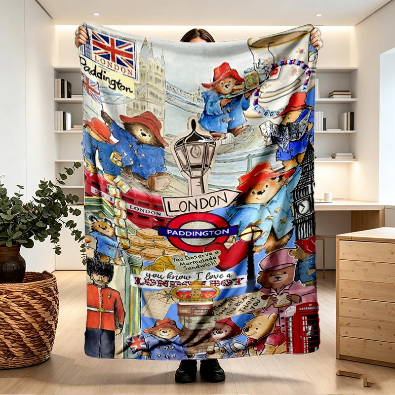 Paddington Bear Print Blanket - Soft & Comfortable, for Bedroom, Travel, Sofa, Home Decoration - Birthday Christmas Gift for Friend