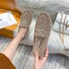 Fashion 2024 New Winter Women's Shoes Plush Warm Snow Boots Stylish Metal Rhinestone Design Walking and Work Wear Ladies' Casual Flats
