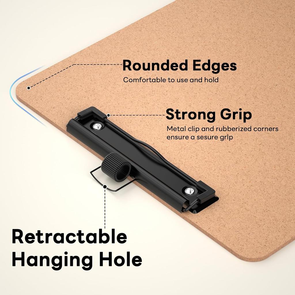 Набор из 2 деревянных планшетов с держателем для ручки, размер Letter 9 x 12,5'' для класса, студентов, детей, твердый планшет 8,5 x 11'' с низкопрофильным черным зажимом