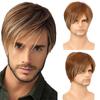 Synthetic Short Mens Wig with Side Bangs Wig Male Natural Pixie Cut Hair Daily Wig Cosplay Soft Heat Resistant Fiber