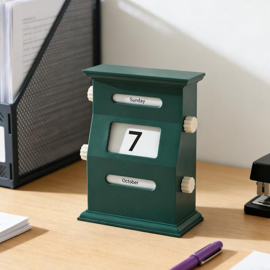 Вечный календарь в ретро-стиле, настольный календарь с вращающимся дисплеем, простая ручная настройка даты, месяца, дня, календарь