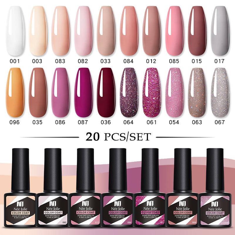 Набор из 20-цветного лака для ногтей, клей для фототерапии, популярный цветной клей для ногтей, клей для ногтей