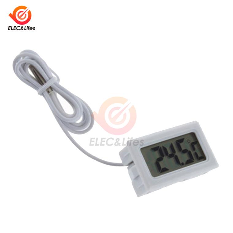 Embedded Electronic Digital Thermometer mini digital LCD Temperature Meter with 1m Probe cable temperature Sensor Tester