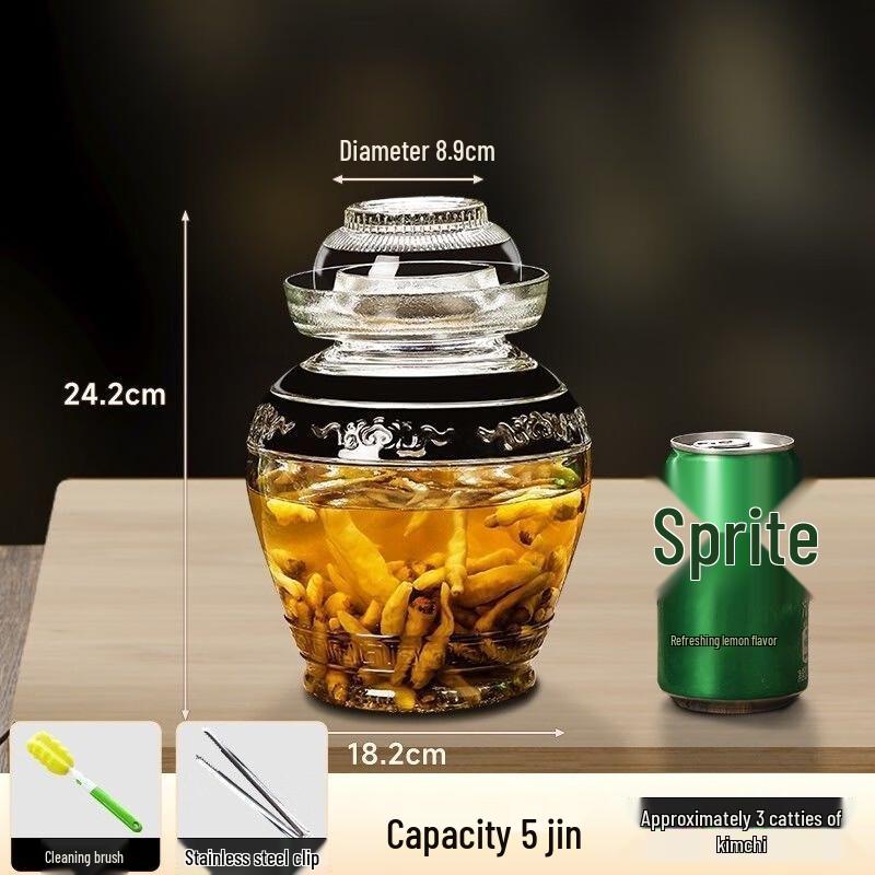 JINGRX Thickened Glass Pickling & Sauerkraut Jar