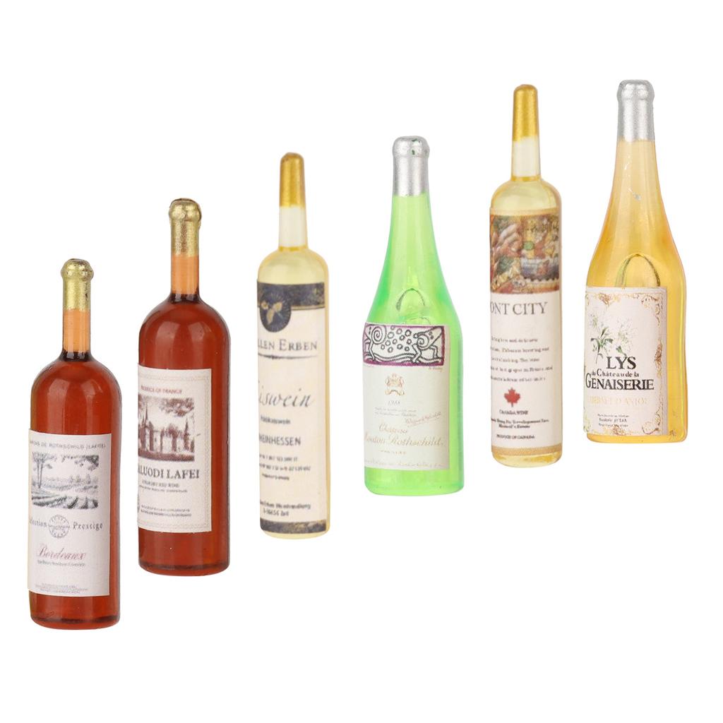 1:12 Dollhouse Plastic Wine Bottles Model Miniature Bar Drink Decoration Accessory6pcs