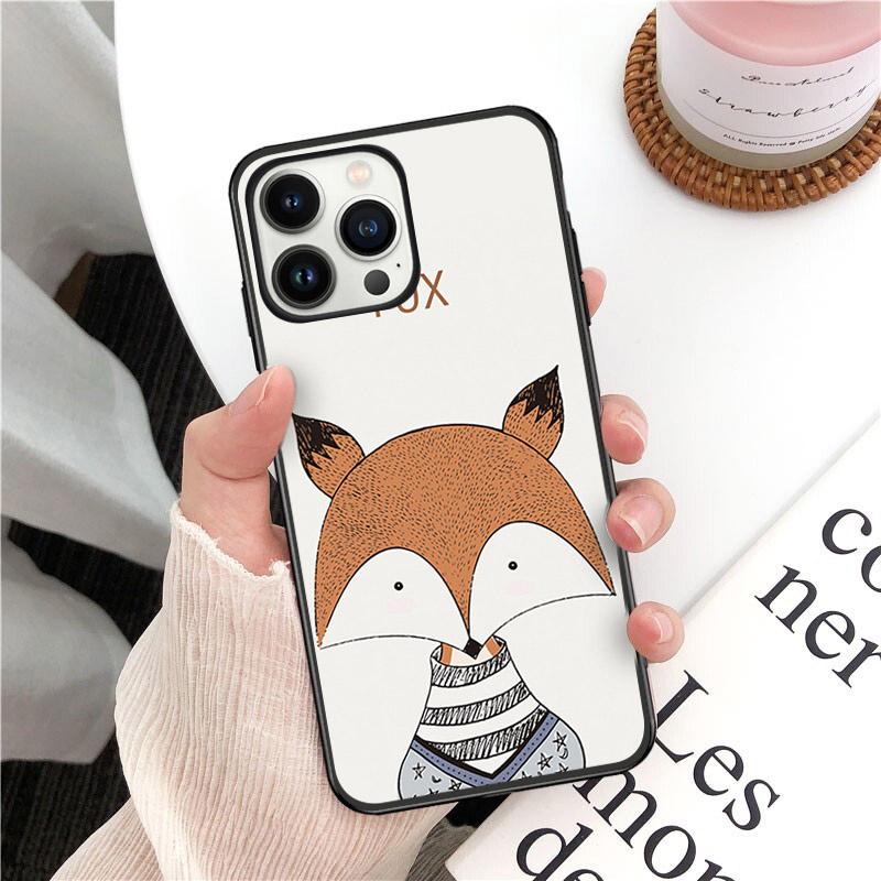 Голова животного с цветами ёж лиса чехол для телефона для iphone 14pro 11pro 12 13promax 5 6s xs 7 8plus SE xr 12mini Coque Cases