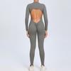 European & American Zipper Long Sleeve Yoga Jumpsuit - Women's Nude Feeling Fitness Bodysuit