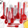 Silicone Kitchen Utensil Set: Ladle, Spatula, Scraper, Turner, Oil & Basting Brushes, Whisk, Tongs for Cooking & Baking.