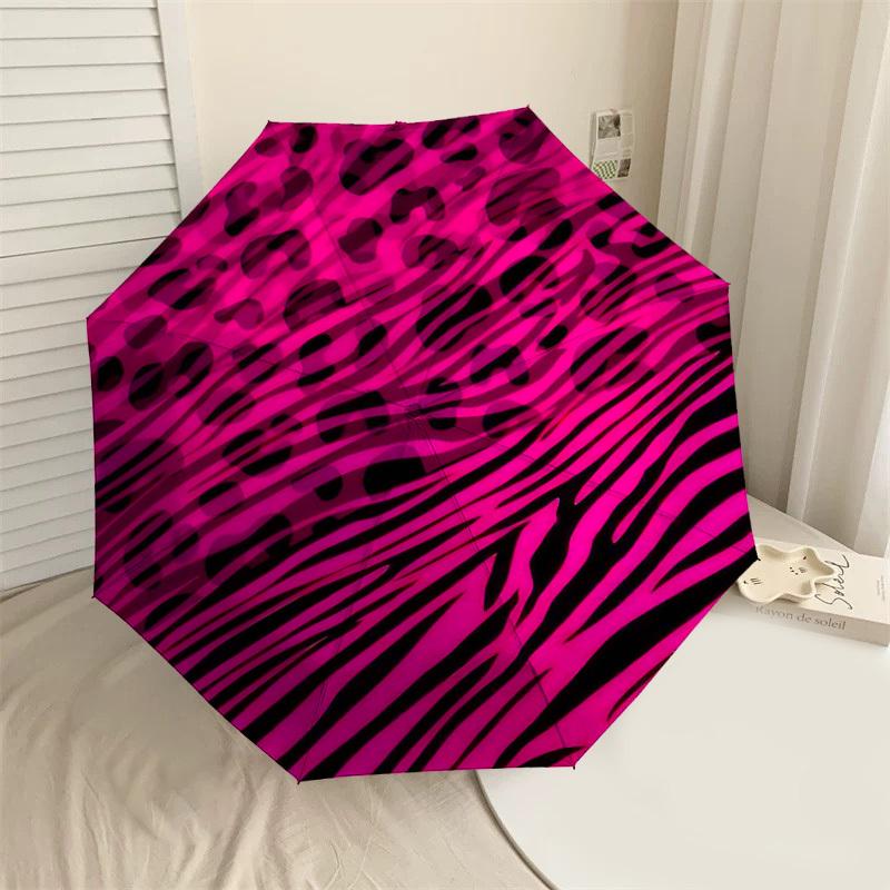 1PC Leopard Print Zebra Stripes Umbrella-8-Rib Reinforced, Automatic Open, Lightweight & Durable, Cute Fashion Accessory for Outdoor-T370