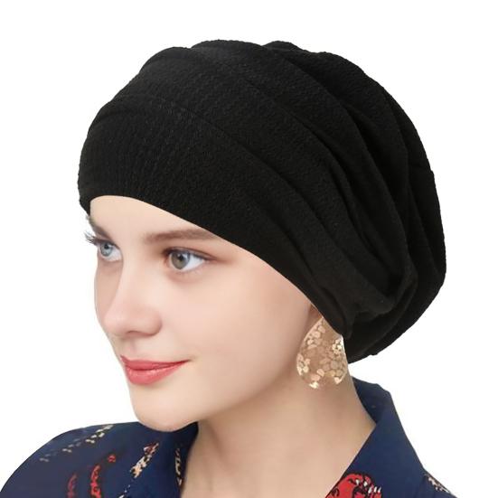 Women Hat Solid Color Pile Design Turban Hat Lightweight Breathable