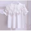 Летняя белая футболка с короткими рукавами для девочек, новинка 2022 года, хлопковая детская кружевная блузка с лацканами для подростков, школьная одежда для детей, топы для детей от 3 до 12 лет