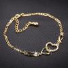 Fashion Double Heart Anklet Bracelet Female Gold Color Bracelet Wedding Engagement Jewelry Gifts