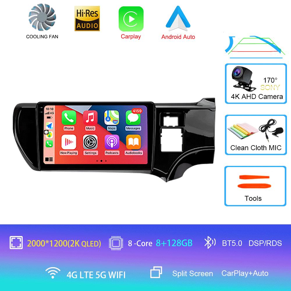 Автомобильное радио Android 14 Carplay Auto WIFI+4G мультимедийный проигрыватель для Toyota Aqua LHD RHD 2011 - 2017 Автомагнитола Стерео 2din Головное устройство