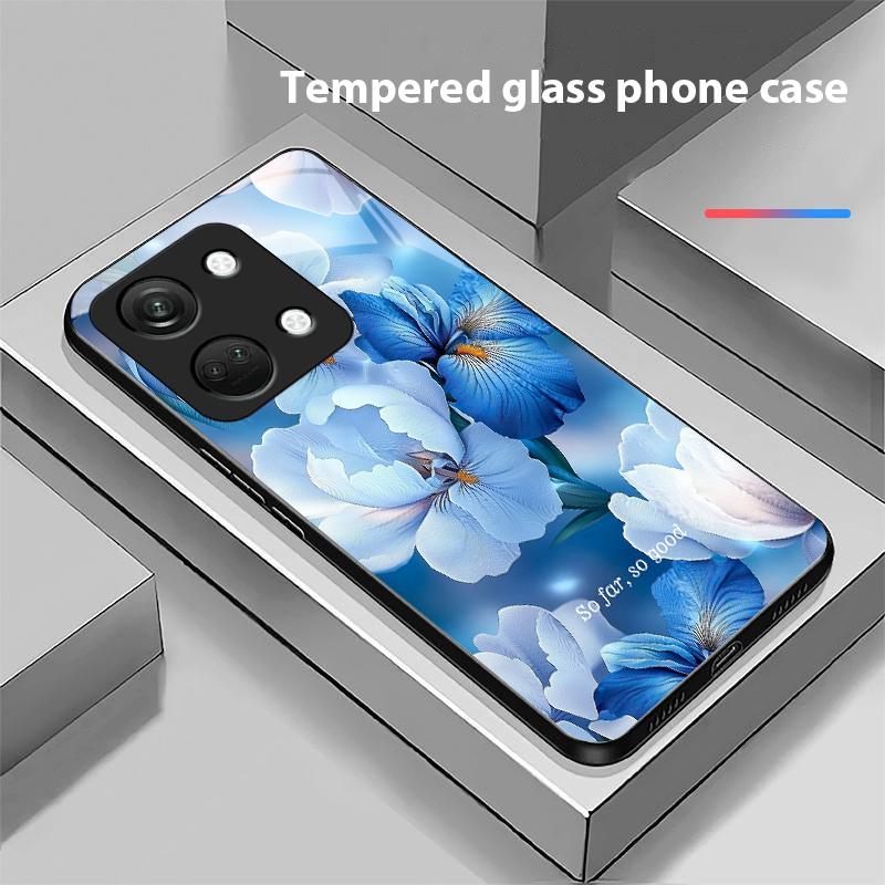 Элемент Синий Цветок Для OnePlus Nord 3 5 6T 7 Pro 8 12 10T Reno8 Lite 5G 10R Nord N30 Чехол Закаленное Стекло Чехол для Телефона Черный