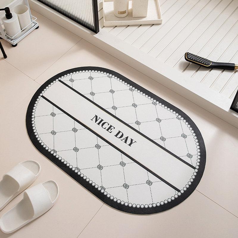 Vintage French-Style Flower Bathroom Rug Super Absorbent Non-Slip PVC Leather Entrance Doormat