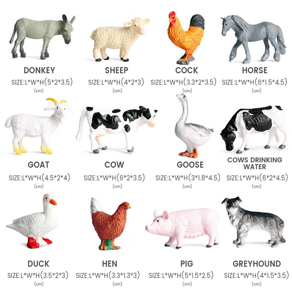 Набор игрушечных фигурок животных Реалистичная милая модель животного Корова Курица Свинья Набор животных Пластиковые развивающие игрушки Фермерские животные для малышей