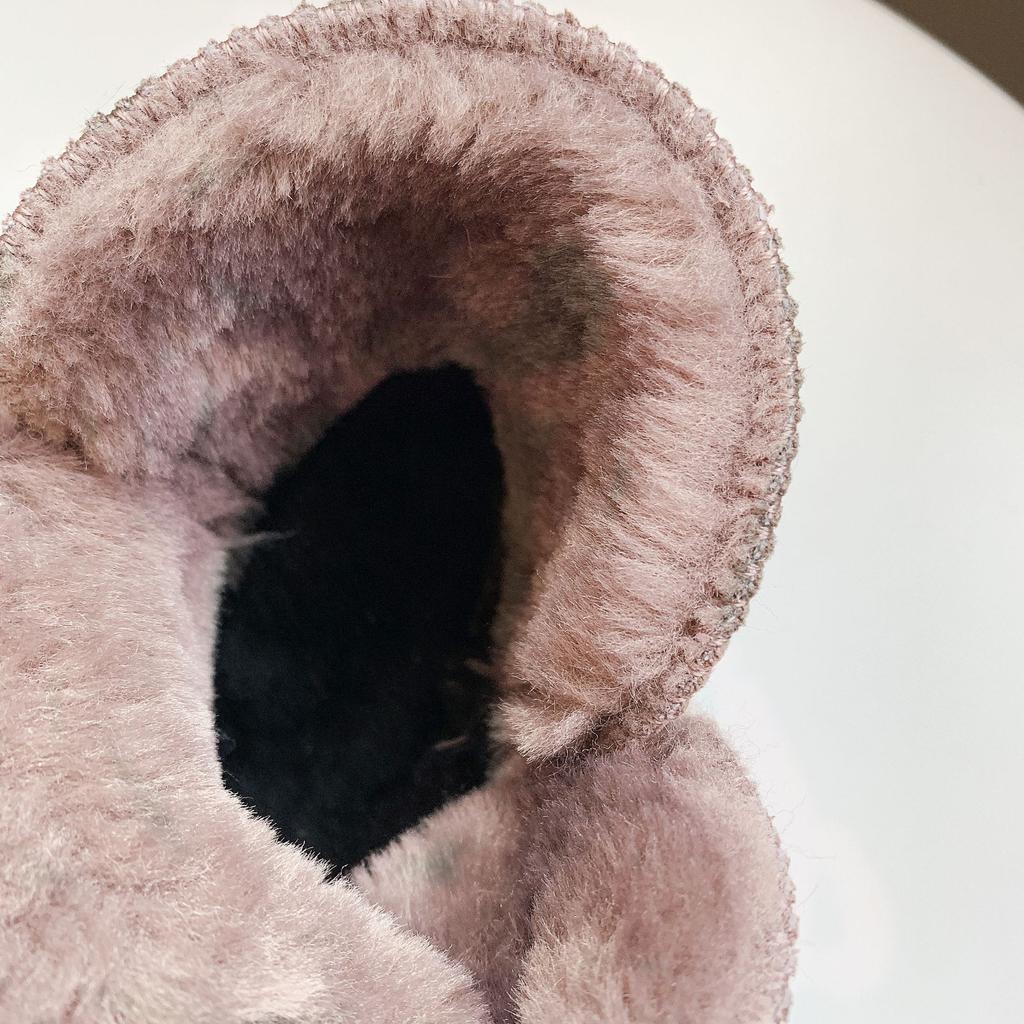 2025 Winter Korean Version of Round Toe Solid Color Mid-tube Haoyang Snow Boots Flat Sole Warm Women's Boots Trendy Casual Fashion