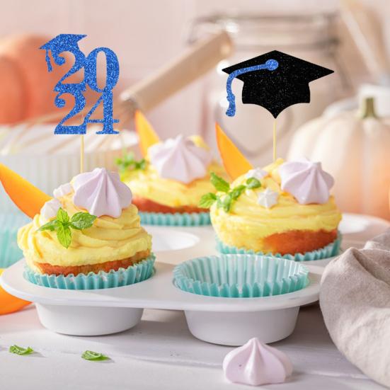 12 шт. Выпускной торт Топперы 2024 Выпускная тематическая вечеринка Кекс Десерты Фруктовые пироги Печенье Украшения Новинка Товары для сбора студентов