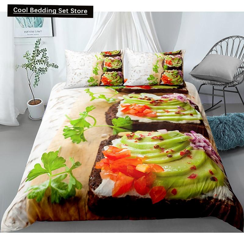 Еда Говядина Комплект постельного белья 3D Свежее мясо Пододеяльник Кинг/Квин Сайз Вкусные морепродукты Сашими Голень Стейк Реалистичный Пододеяльник