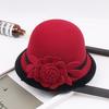 Three-Dimensional Flower Top Hat Autumn And Winter Woolen Hat Women'S Dome Casual Fisherman'S Basin Hat