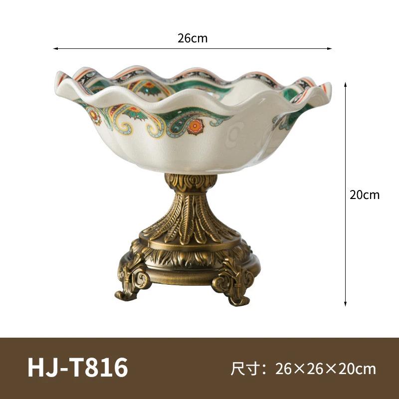 Fruit Tray Desktop Ornament Set American Ceramic Home Light Luxury Living Room European Retro High Foot Large Capacity Highgrade