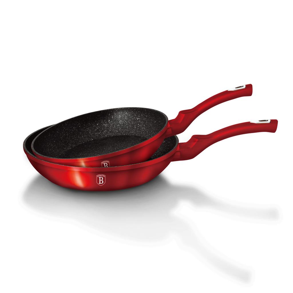 Zestaw 2 patelni z powłoką granitowąch 22/26cm BERLINGER HAUS Metallic Line Burgundy BH-1612-Nf