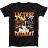 Lactose Tolerant Milk Cheese Diet Gym Workout Funny Gift Tee Black T Shirt 376