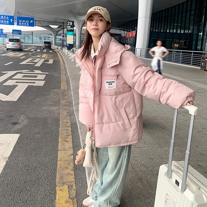 Новая пуховая хлопковая куртка для женщин, короткая, в корейском стиле, студенческая хлопковая куртка, свободная куртка-пуховик, утолщенная зимняя хлопковая куртка