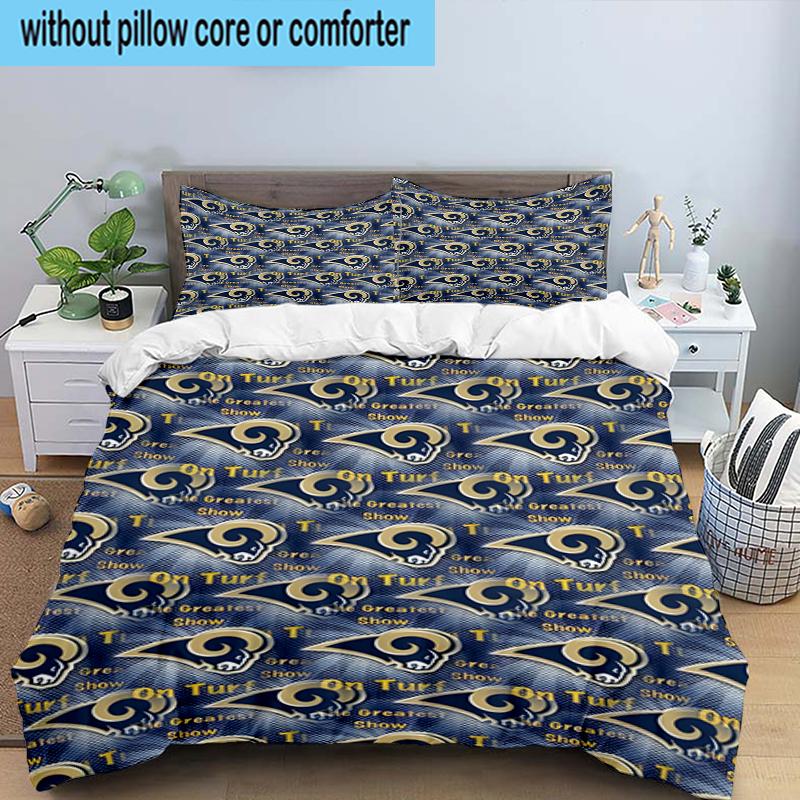 Los Angeles Rams Design 3PCS Bedding Set 2D Printing (Includes 1 Duvet Cover + 2 Pillowcases Coreless), Bedroom decor,Fan gift