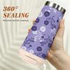 Floral Purple Aesthetic Print Insulated Coffee Tumbler Stainless Steel Vacuum Travel Mug,Reusable Leakproof Thermal Cup for Office School Gift