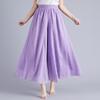 Literary Large Size Cotton Linen Wide-legged Pants Skirt Elastic Waist Linen Pure Color Ethnic Wind Large Swing Pants Skirt