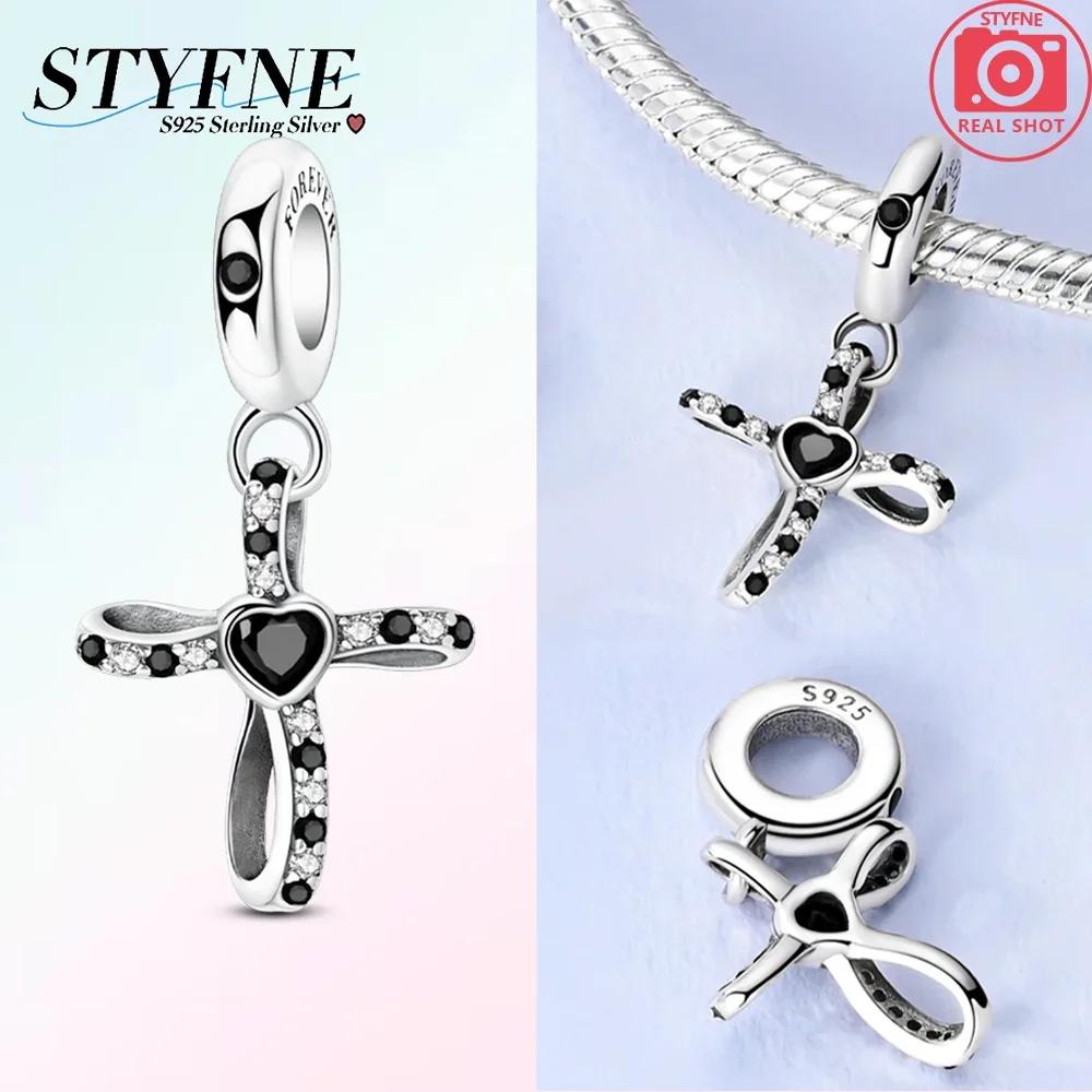 Blue Copper Beads Zircon Sunflower Purple Blue Cross Charms Fit Original Pendant Bracelet Women Jewelry