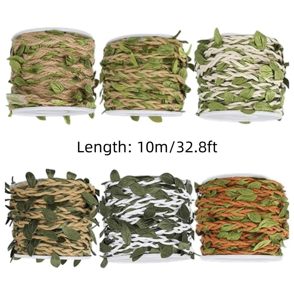 10M/Roll Boho Style Burlap Leaf Ribbon Natural Jute Rope Vine Simulation Vine Gift Decoration