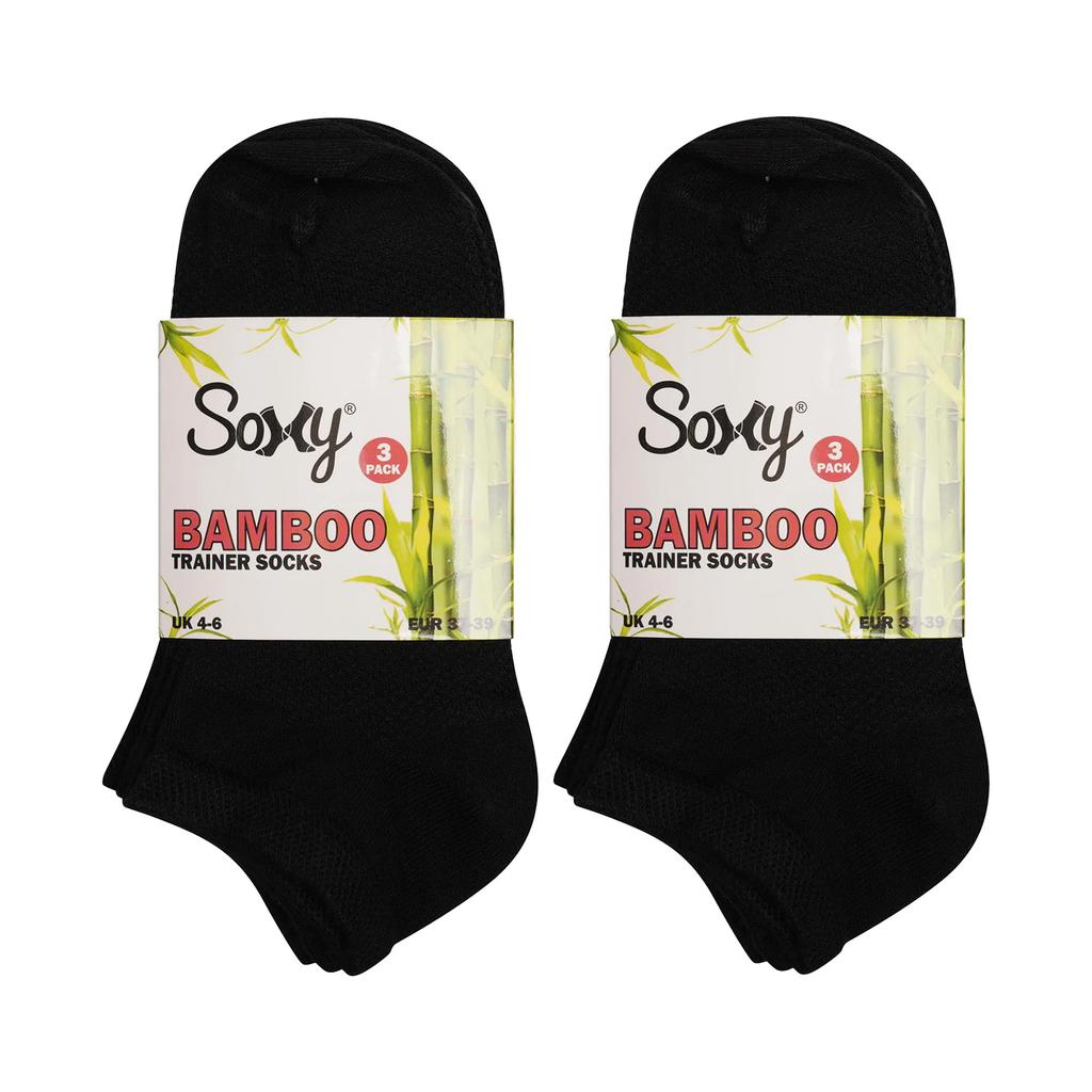Soxy Womens/Ladies Ankle Bamboo Trainer Socks (Pack of 6)
