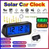 Solar Powered Car Clock Thermometer with Dual Power - Digital Temperature Humidity Monitor with Auto Brightness LCD Display, -20°C To 70°C