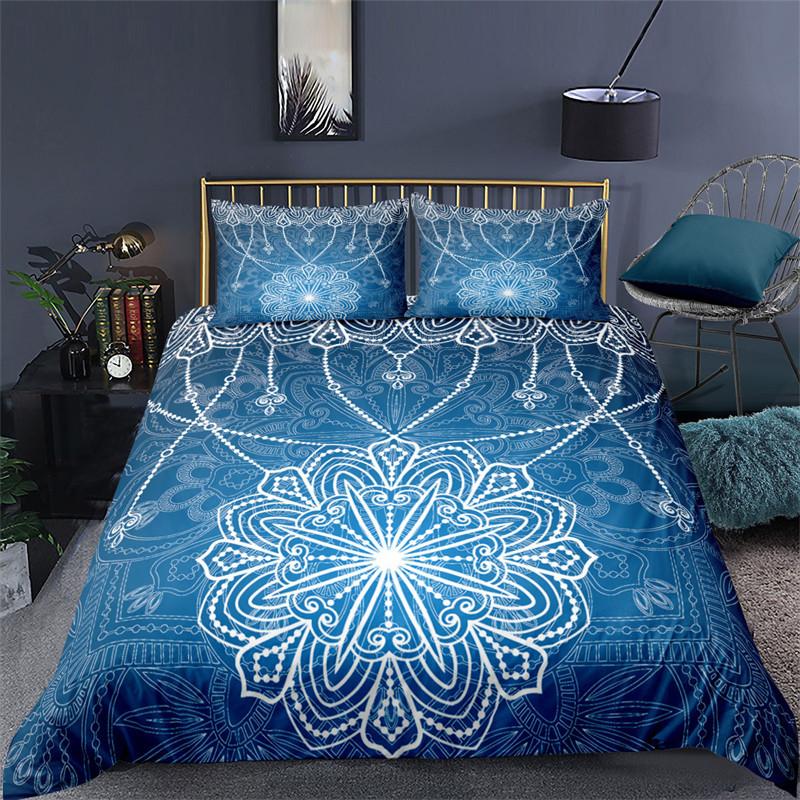 Soft Bohemian Chic Colorful Mandala Bedding Set Microfiber Galaxy Print Duvet Cover With Zipper Closure Pillow Case Home Textile