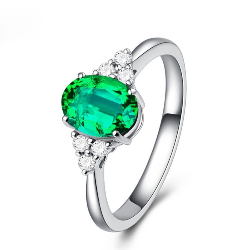 Open Ring Oval Gemstone Ring with Sapphire Emerald and Ruby for Women Adjustable Statement Jewelry