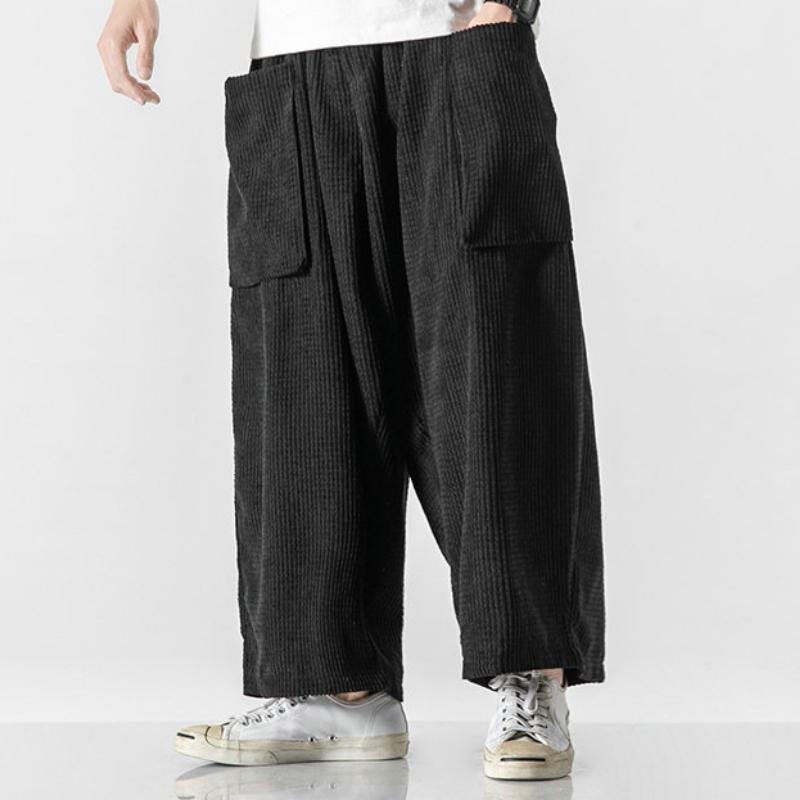 Осень-зима Новые вельветовые повседневные брюки мужские однотонные свободные широкие брюки прямые шаровары уличные спортивные брюки большого размера
