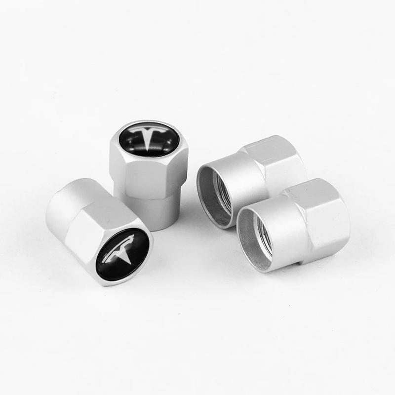 ALL1 4Pcs Car Wheel Tire Valve Caps Air Stem For Tesla Model S Model X Model Y Model 3 Roadster SpaceX Tyre Plug Auto Tools Accessory