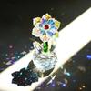 Colorful Glass Floral Collectible Round Base Crystal Flower Figurine Home Table Decor
