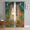 Owl Eyes And Cute Claws Animals Window Curtains For Living Room Bedroom Kitchen Chiffon Sheer Window Treatment