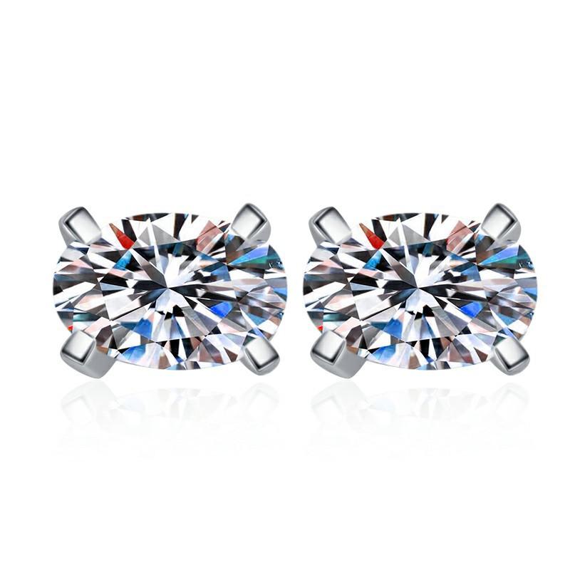 Fine Jewelry 1/2/0.5CT*2 Oval Cut GRA Certified VVs1 Diamond Moissanite Earrings S925 Sterling Silver Stud Earrings of Ladies