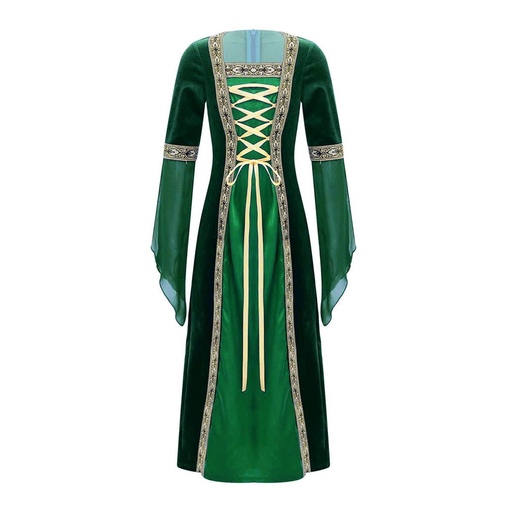 Детское викторианское средневековое длинное платье с длинными рукавами для девочек, бархатный костюм королевы принцессы дворца и Хэллоуина, карнавальный костюм