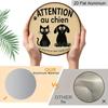 2D Flat, 1pc 7.87 Inch Round French Aluminum Sign, "Beware of Dog" Vintage Decorative Plaque, Pet Cat and Dog Reminder Decorative Art, Suitable for