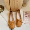 Round Toe Casual Shoes Women  Spring Candy Color Flat Heel Knot Ballet Flats Shoes Slip On Loafer Sneakersisd34