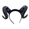 Gothic Halloween Devil Headband Artificial Goat Horn Hair Hoop Black Demon Horn Headwear  Adults